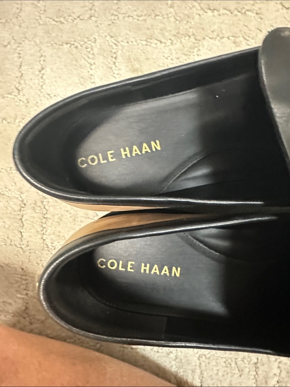 Cole Haan Black White Tan Leather Penny Loafers - Picture 2 of 7